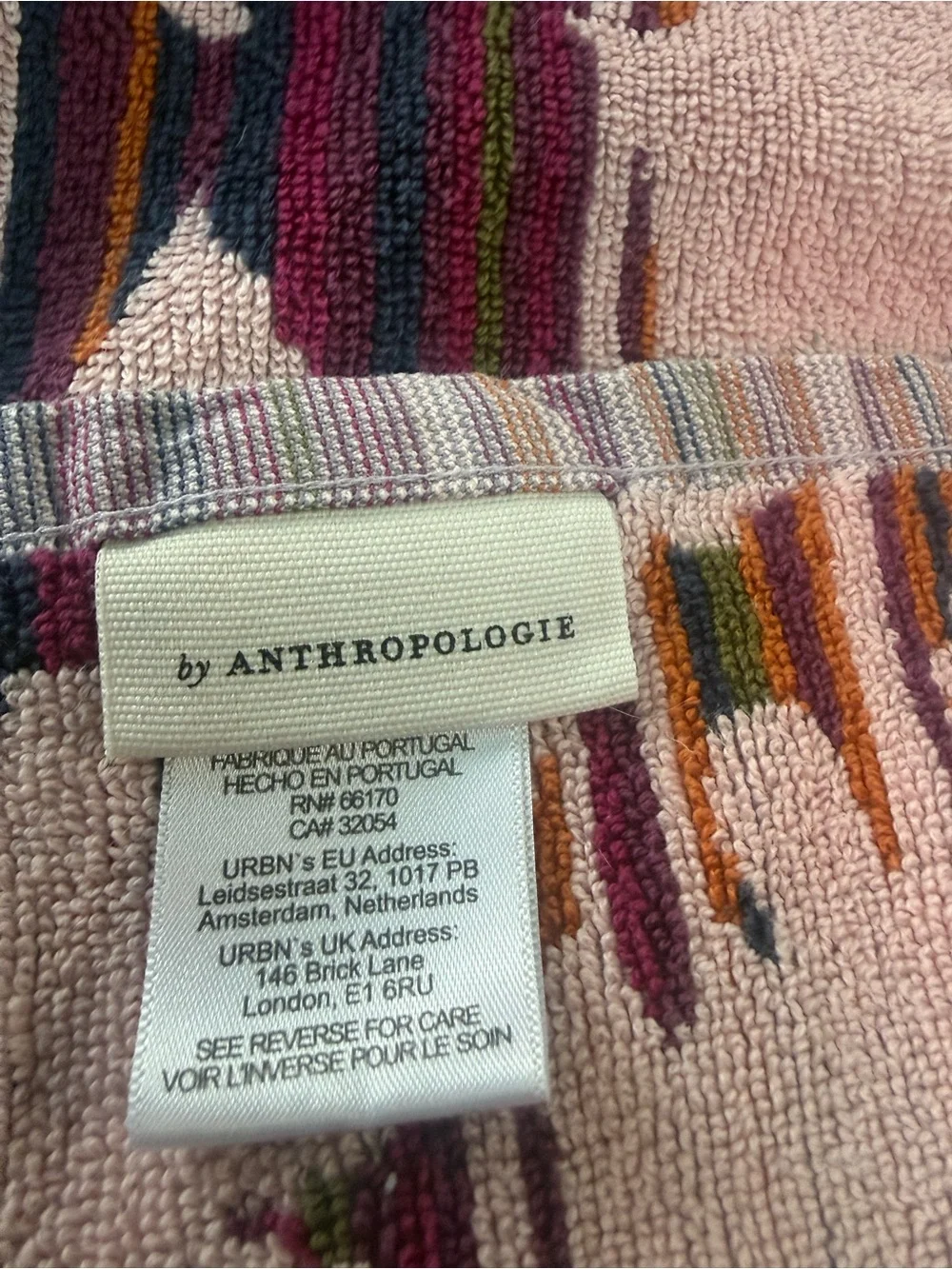 Anthropologie Bath Towel in Pink Floral Stripe 54
